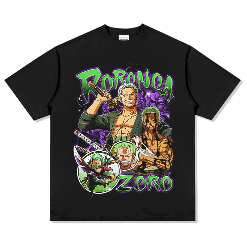 새로운 원피스 조로 프린팅 티셔츠 남성 여름 일본식 루 - Zoro Anime Merchandise 리뷰 및 가격